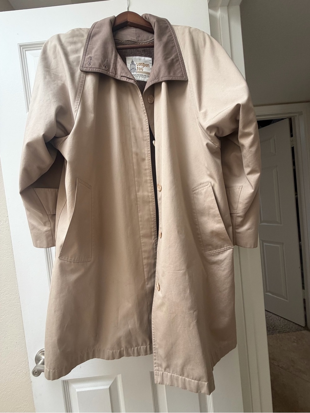 London Fog Beige Trench Coat with Collar